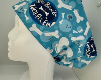 Euro Style Scrub Hat Featuring Bones