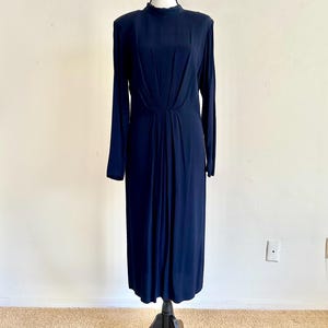 Vintage 1940s Navy Blue Rayon Dress