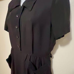 Vintage 1940s Black Rayon Dress