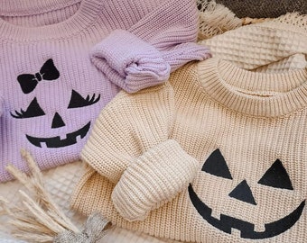 Halloween Jack O'Lantern Sweaters | Toddler Halloween Sweaters | Custom Knitted Sweater | Cute Halloween Sweater | Baby Halloween Top