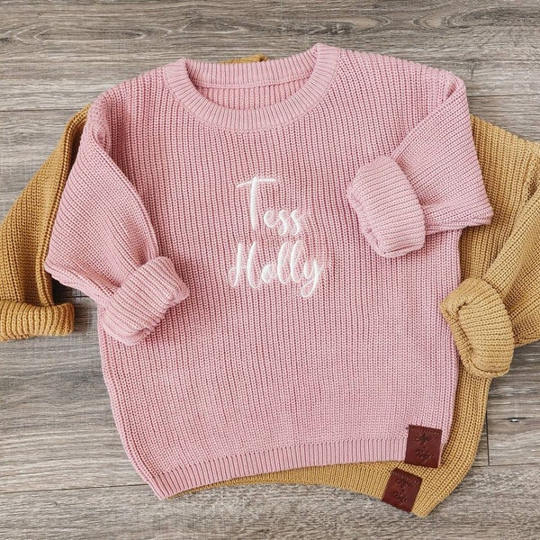 Knitted Embroidered Sweater | Infant Baby Toddler Personalized Sweater | Custom Sweater | Personalized Baby Sweater | Baby Sweater with Name