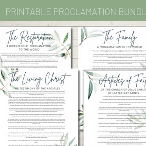LDS Proclamation Bundle - Family Proclamation, The Living Christ, The Restoration, Articles of Faith Printable Set