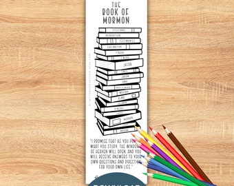 Book of Mormon Bookmark Reading Chart | Come Follow Me 2024 | Printable LDS Coloring Page