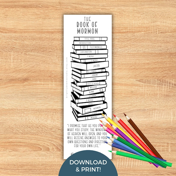 Book of Mormon Bookmark Reading Chart | Come Follow Me 2024 | Printable LDS Coloring Page