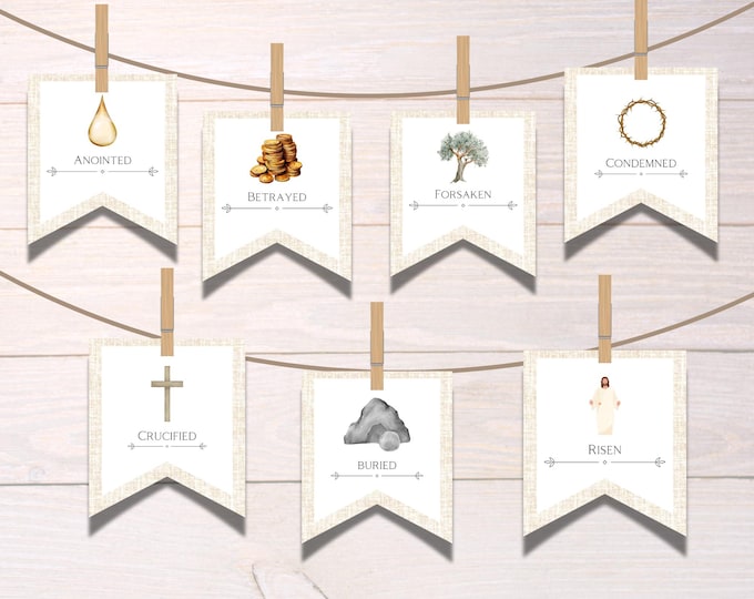 Easter Printable Advent Banner with Scripture Study Cards | Holy Week Activity