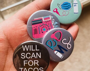 Ultrasound/Sonography pin back buttons | sonography student| Sonographer gift