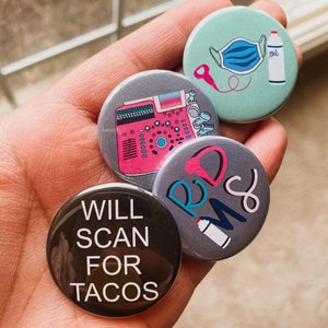 Ultrasound/Sonography pin back buttons | sonography student| Sonographer gift