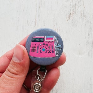 Pink ultrasound machine badge reel-Sonography-Sonographer student-Sonography gift