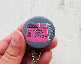 Pink ultrasound machine badge reel-Sonography-Sonographer student-Sonography gift