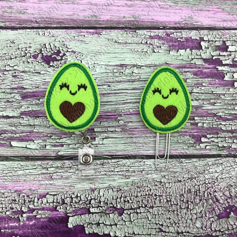 Planner Clip Paper Clip ID Badge Reel Lanyard Heart Pit Avocado Retractable Badge Stethoscope ID Tag