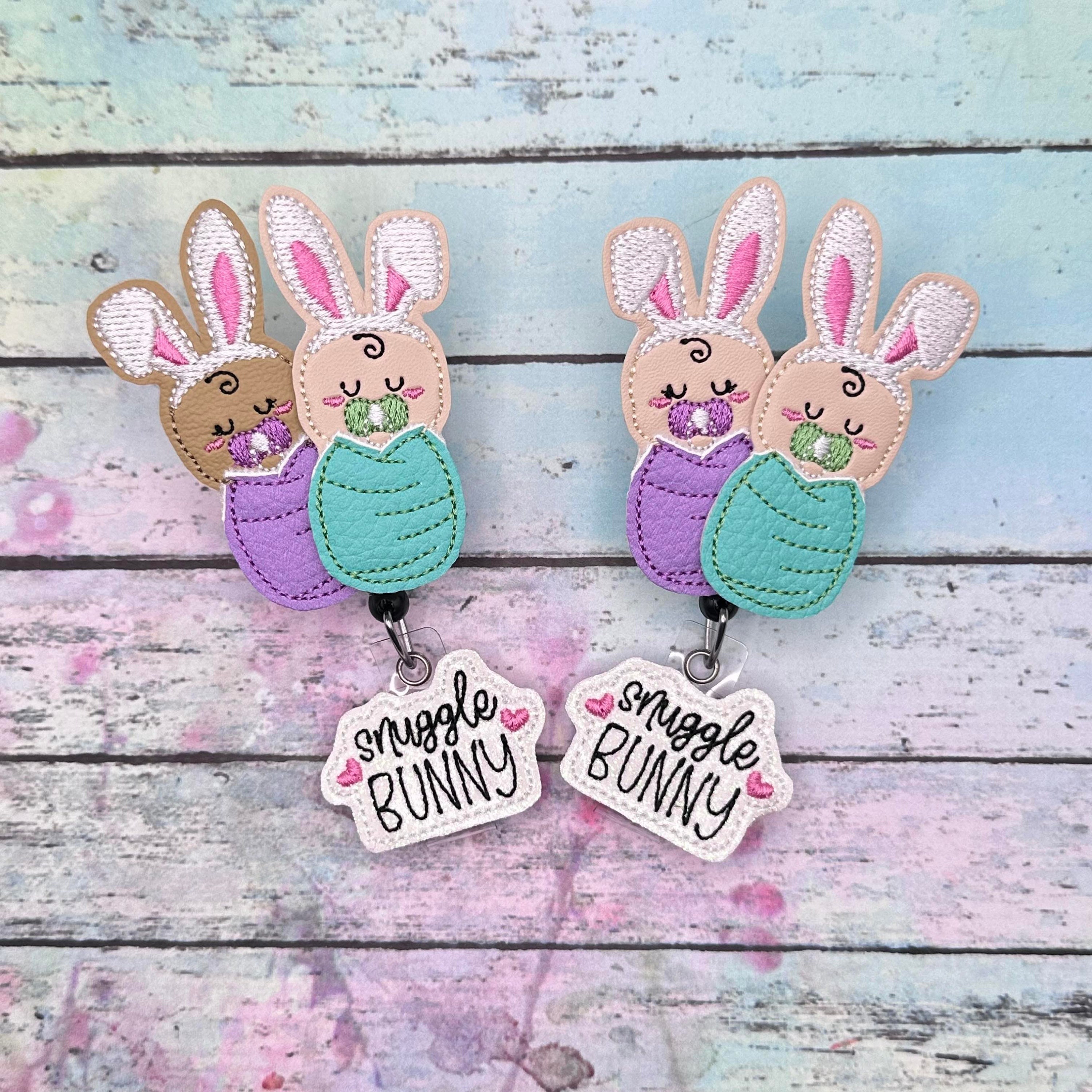 Easter Snuggle Bunny Baby Badge Reel - Spring Badge Reel - L&D - MBU - Labor and - Pediatrics - ID Badge - Retractable Badge