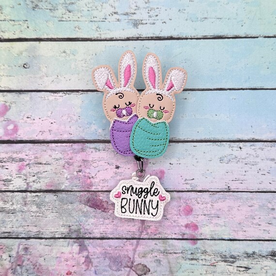 Easter Snuggle Bunny Baby Badge Reel - Spring Badge Reel - L&D - MBU - Labor and - Pediatrics - ID Badge - Retractable Badge