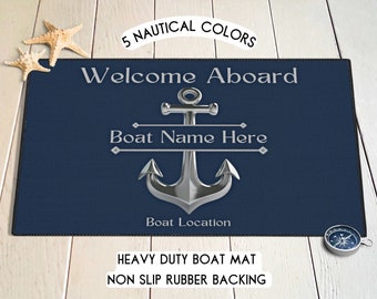 Boat Mat Personalized, Custom Boat Gifts, Boat Accessories, Boating Gifts, Nautical Gifts, Yacht Gifts, Sailing Gifts, Welcome, Boat Decor