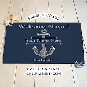 Boat Mat Personalized, Custom Boat Gifts, Boat Accessories, Boating Gifts, Nautical Gifts, Yacht Gifts, Sailing Gifts, Welcome, Boat Decor