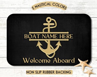 Boat Name Mat, Boat Gifts Personalized, Boat Accessories, Welcome Aboard Mat, Boat Owner, Boater, Yacht Gifts, Sailing Gifts, Nautical Gifts