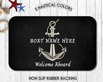 Custom Welcome Boat Mat, Personalized Boat Owner Gifts, Boat Accessories, Welcome Aboard Mat, Boat Gifts, Boater, Yacht, Sailing, Sailboat