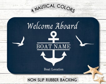 Custom Boat Name Mat, Personalized Boat Gifts, Boat Accessories, Welcome Aboard Mat, Boat Owner Gift, Boater Gift, Boat Decor Sailing, Yacht