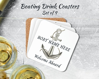 Boat Gifts, Boat Coaster Set, Boat Accessories, Boat Decor, Yacht Gift, Nautical Gift, Welcome Aboard, Boat Owner, Boater, Yacht Decor, Sail