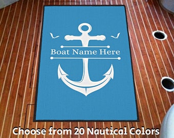 Personalized Boat Name Mat, Boat Accessories Rug, Welcome Aboard Mat, Boat Gift, Boat Owner, Yacht Gift, Captain, Nautical Mat Gift, Decor