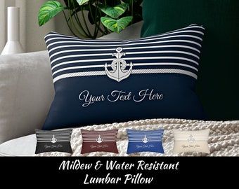 Personalized Boat Lumbar Pillow, Custom Boat Gifts Ideas, Boat Accessories, Nautical Pillow, Boat Cushions, Boat Decor, Yacht, Boat Owner