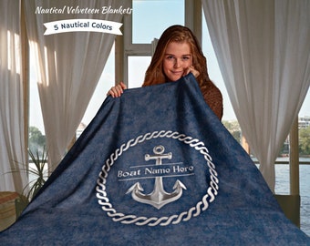 Boat Blanket, Boat Name Bedding, Boating Gift, Boat Accessories Personalized, Boat Owner Gift, Boater Gift, Yacht, Sailing, Nautical Bedding