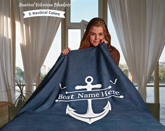 Boat Blanket, Boat Name Bedding, Boat Accessories Personalized, Boating Gift, Boat Owner Gift, Boater Gift, Yacht, Sailing, Nautical Bedding