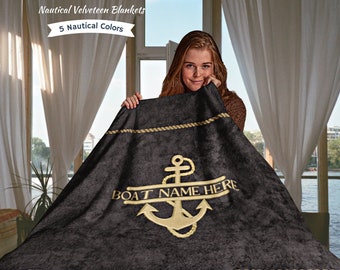 Boat Name Blanket, Boat Bedding, Boat Accessories, Boating Gift, Nautical Bedding, Boat Owner Gift, Boater Gift, Yacht Gift, Sailing Gift