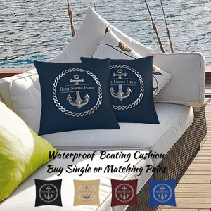 Waterproof Nautical Cushion, Personalized Boat Accessories, Custom Boat Gifts, Boat Owner Gifts, Nautical Gifts, Pillow, Boat Decor, Yacht