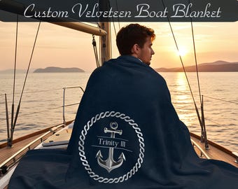 Personalized Boating Blanket, Custom Boat Gifts, Boat Bedding, Boat Accessories, Nautical Blanket, Boat Owner Gifts, Yacht Blanket