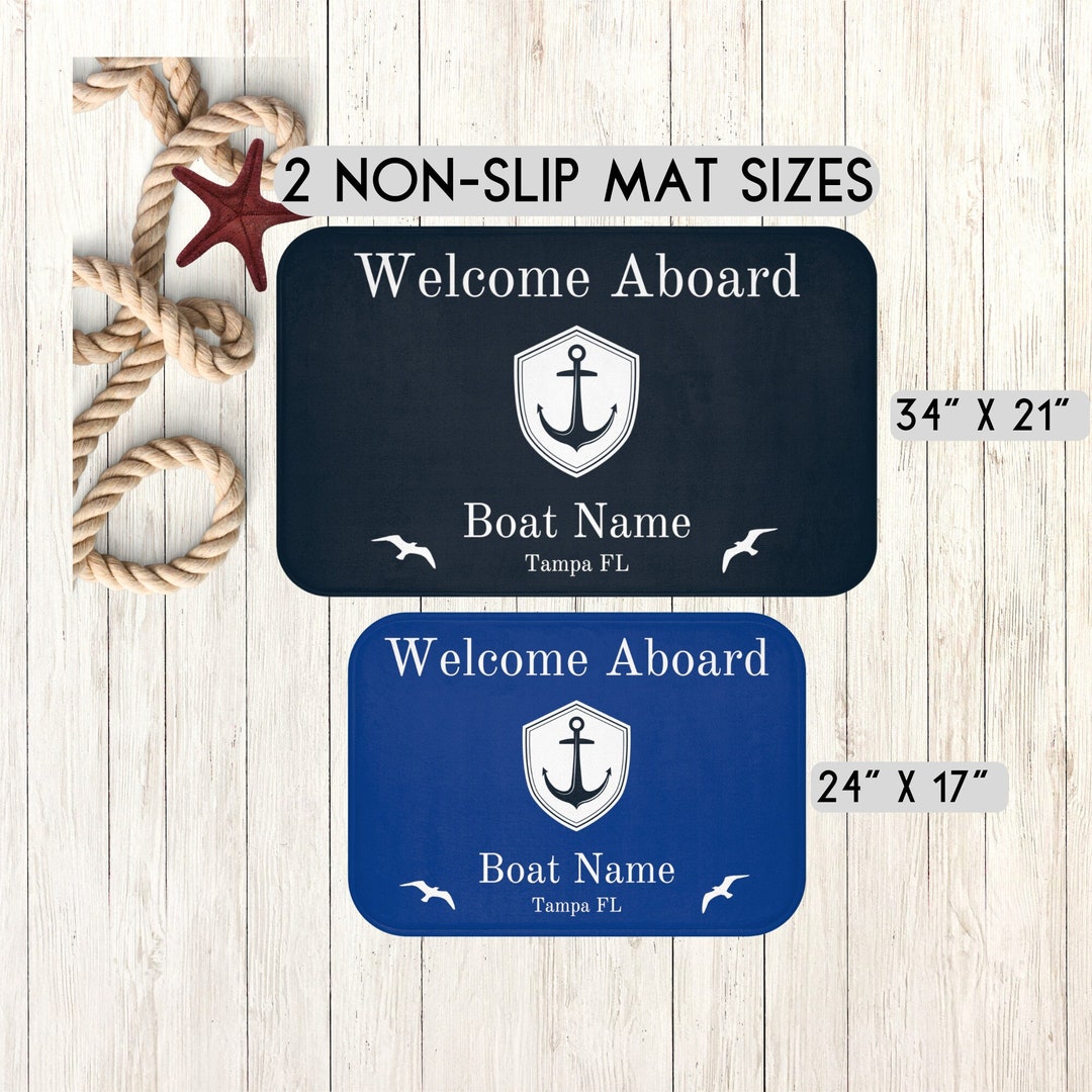 Boat Name Mat, Aboard Mat, Boat Gifts, Boat Accessories, Nautical Mat, Boat