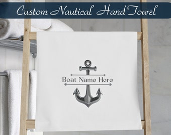 Custom Nautical Boat Hand Towel, Personalized Yacht Decor, Boat Gifts, Boat Accessories, Nautical Hand Towel, Boat Decor