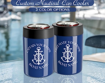 Personalized Boat Owner Can Cooler, Boat Gifts, Boat Captain Gift, Gift For Boat Owner, Nautical Can Holder, Boating Gift, Boat Accessories