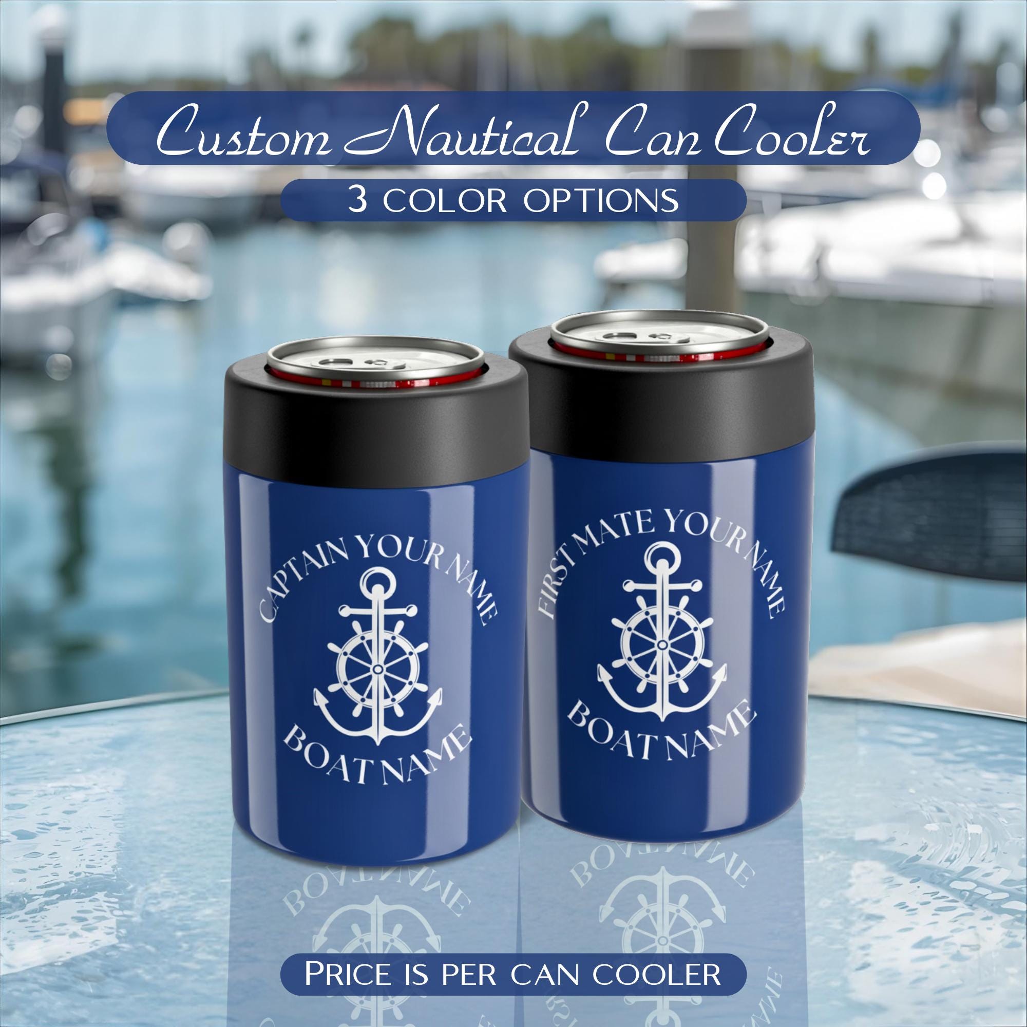 Personalized Boat Owner Can Cooler, Boat Gifts, Boat Captain Gift 