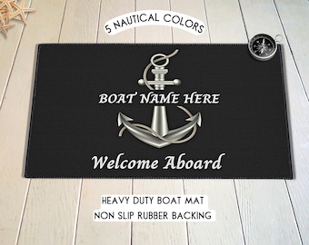 Personalized Welcome Aboard Boat Mat, Custom Boat Gifts, Boat Accessories, Nautical Gifts, Boat Decor, Nautical Decor, Sailing Gifts, Yacht