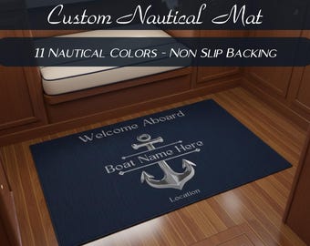 Personalized Nautical Boat Welcome Mat, Welcome Aboard Mat, Boat Accessories, Boat Gifts, Boat Name Gift, Nautical Mat