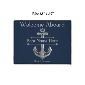 Boat Name Mat Personalized, Custom Boat Gift Ideas, Boat Accessories, Welcome Aboard, Boating Gifts, Nautical Mat, Yacht Gifts, Sailing Gift image 4