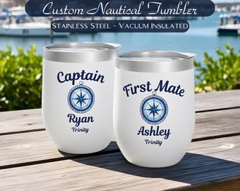 Personalized Boat Insulated Tumbler, Captain, First Mate, Boat Gifts, Boat Accessories, Nautical Gifts, Boat Captain Gift