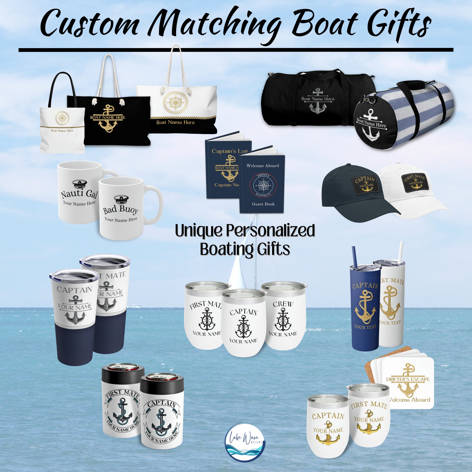 Boat Hand Towels, Personalized Boat Gifts, Boat Accessories, Nautical Hand Towel, Boat Decor, Boater, Boat Owner Gifts, Yacht Decor, Sailing
