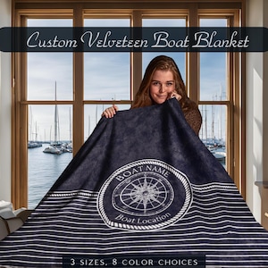 Personalized Boat Blanket, Boat Gift, Gift Boat Owner, Boat Accessories, Nautical Blanket, Boating Blanket, Yacht Blanket, Boat Name Blanket