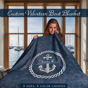 Custom Boat Throw Blanket, Boat Gift Personalized, Boat Bedding, Boat Accessories, Nautical Blanket, Boat Owner, Boat Name, Yacht Blanket