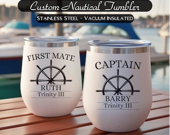 Personalized Nautical Boat Captain Cup, Custom Insulated Tumbler, Boat Accessories, Sailing Gifts, Boat Owner Gifts