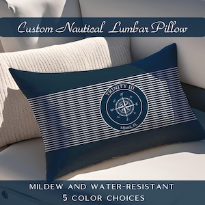 Nautical Lumbar Pillow, Boat Pillow, Boat Accessories, Boat Gifts Personalized, Boat Name Bedding, Boat Decor, Nautical Decor, Boat Owner