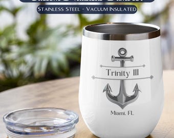Personalized Nautical Stainless Steel Gift Tumbler, Custom Boat Name Drink Cup, Boat Name Gifts, Boat Accessories, Sailing Gifts, Yacht