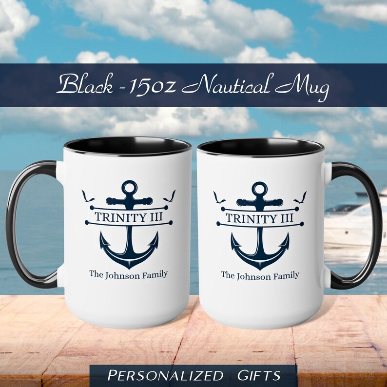 Custom Boat Name Coffee Mug, Boating Family Name Gift, Boat Owner Gift