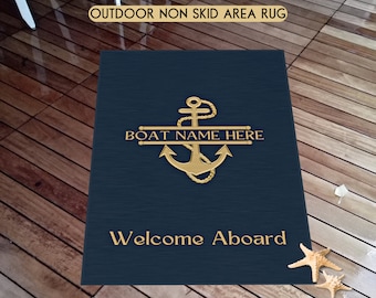 Personalized Welcome Aboard Boat Mat, Custom Boat Gift, Boat Rug, Boat Accessories, Welcome Mat For Boat, Boat Owner Gift Ideas, Boater Gift