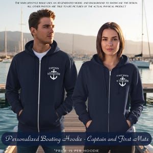 Personalized Zippered Boat Hoodie Jacket, Boat Gift, Boating Clothes, Boat Accessories, Boat Owner Gift, Boat Captain, Nautical Captain Gift