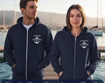 Personalized Zippered Boat Hoodie Jacket, Boat Gift, Boating Clothes, Boat Accessories, Boat Owner Gift, Boat Captain, Nautical Captain Gift
