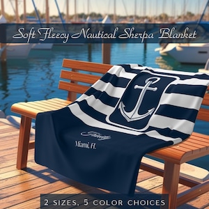 Personalized Boat Sherpa Blanket, Boat Gifts, Gift Boat Owner, Boat Accessories, Nautical Blanket, Boating Blanket, Yacht Blanket, Boat Name