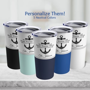 Personalized Boat Gifts, Custom Boat Owner Gift Ideas, Boat Name Tumbler Cup, Boat Accessories, Boater Gift Ideas, Sailing, Nautical, Yacht