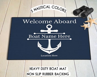 Boat Name Mat Personalized, Boat Accessories, Boat Gift, Welcome Aboard, Boat Owner, Nautical Gift, Boat Decor, Yacht Gift, Sailing, Boating